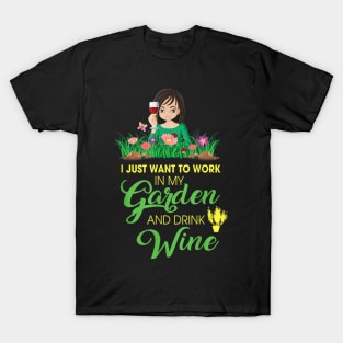 Gardener Gift I Love Garden And Drink Wine Gardening T-Shirt